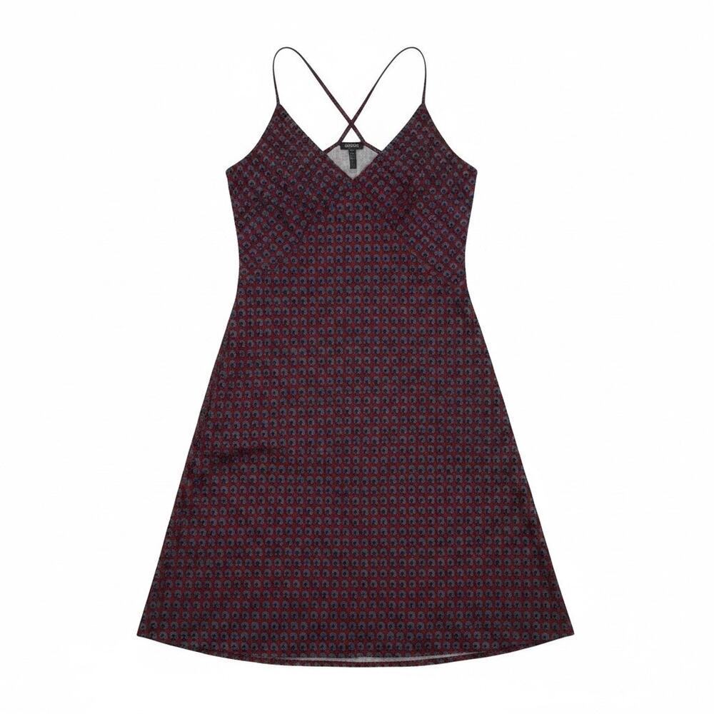 Abercrombie & Fitch Y2K Mini Slip Dress Open Back Small Geometric Retro Club